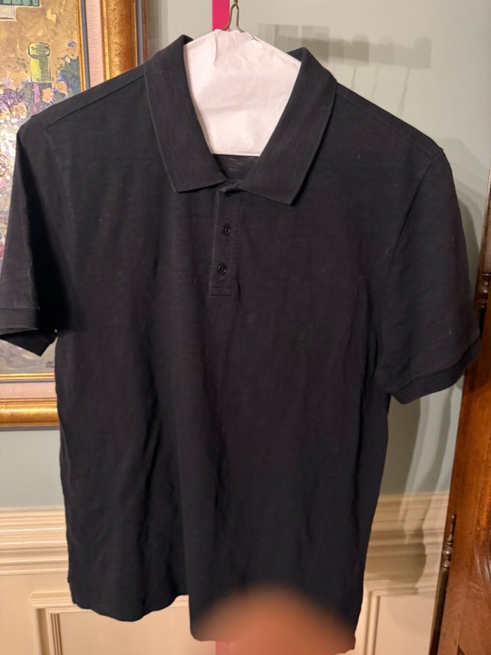 Vince Men's Medium Black Cotton Polo